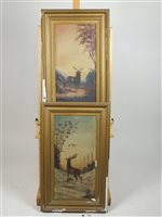 Lot 175 - Edwardian school, pair of oils of stags