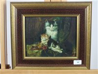 Lot 187 - British school, 20th century, cats, oil on board