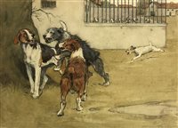 Lot 436 - Cecil Aldin, watercolour of foxhounds