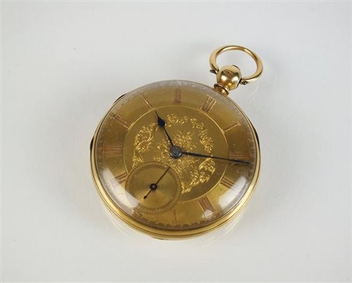 Lot 311 - A mid 19th century 18ct gold open face pocket watch