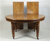 Lot 492 - A Victorian oak D-end extending dining table