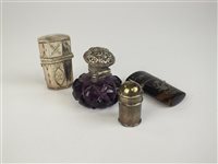 Lot 86 - An octagonal white metal scent bottle holder