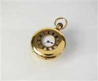Lot 281 - An 18ct gold half hunter fob watch