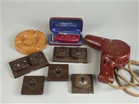 Lot 268 - Two trays of bakelite light fittings