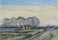 Lot 213 - Theo J Gracey RUA,  Winter landscape with a rural track