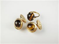 Lot 141 - A pair of Tigers eye cufflinks and ring