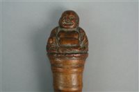 Lot 126 - A Chinese Carved Bamboo Walking Cane