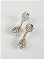Lot 271 - A pair of diamond ear pendants