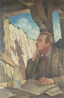 Lot 261 - Harold Walsby, Gentleman in contemplation, oil on canvas