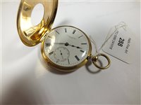 Lot 288 - A cased half hunter pocket watch