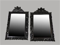 Lot 432 - A pair of late Victorian / Edwardian hall mirrors, each bevelled rectangular plate