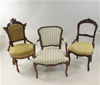 Lot 469 - A Victorian nursing chair, dining chair and a Louis XV armchair