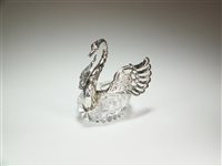 Lot 23 - A silver mounted glass swan