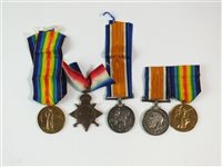 Lot 203 - A pair of WWI medals and three further WWI medals