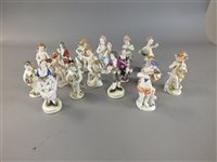 Lot 158 - A collection of sixteen porcelain figures including Dresden, Meissen, Derby and others (minor damages/repairs)