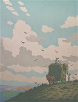 Lot 450 - British school., harvest, woodcut