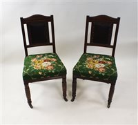 Lot 502 - A set of four late Victorian oak dining chairs