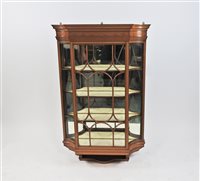 Lot 589 - An Edwardian painted satinwood wall hanging display cabinet