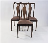 Lot 299 - A set of six Edwardian mahogany and boxwood strung dining chairs