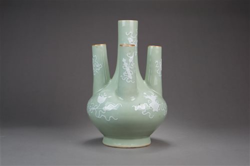 Lot 74 - A Rare Chinese Celadon Five-Spouted Vase