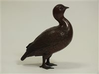 Lot 196 - A Japanese Bronze Figure of a Duck