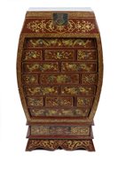 Lot 170 - A Chinese Red and Gilt Lacquer Scholar's Cabinet
