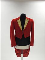 Lot 423 - Two gentlemen's hunting tailcoats, red and black, with monogrammed buttons