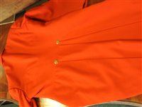 Lot 423 - Two gentlemen's hunting tailcoats, red and black, with monogrammed buttons