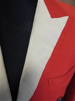 Lot 423 - Two gentlemen's hunting tailcoats, red and black, with monogrammed buttons