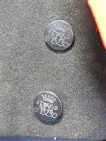 Lot 423 - Two gentlemen's hunting tailcoats, red and black, with monogrammed buttons