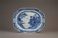 Lot 42 - Two Chinese Blue and White Oval Platters