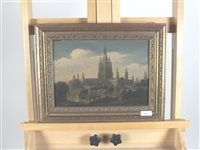 Lot 410 - British school, 19th century, view of a Cathedral, oil on panel