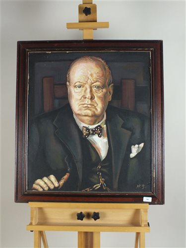 Lot 267 - Oil painting of Winston Churchill