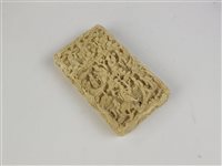 Lot 130 - A Chinese Canton carved ivory card case