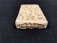 Lot 130 - A Chinese Canton carved ivory card case