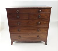 Lot 457 - A Victorian crossbanded mahogany chest of drawers