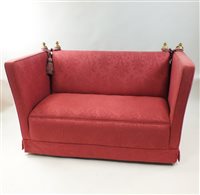 Lot 495 - Two crimson upholstered Knowle settees