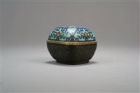 Lot 111 - A Small Chinese Bronze Cloisonne Box and Cover
