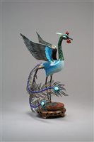 Lot 101 - A Chinese Enamelled Silver Figure of a Phoenix Bird