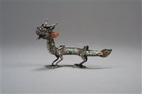 Lot 102 - A Sino-Tibetan Jewelled Silver Dragon Scent Bottle
