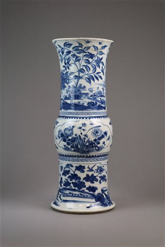 Lot 51 - A Chinese Blue and White Sleeve Vase