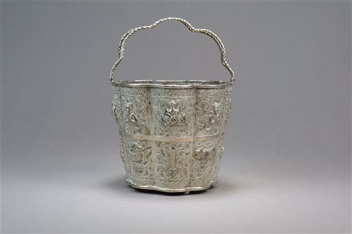 Lot 99 - A Chinese Export Silver Ice Bucket