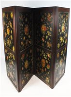 Lot 263 - An Edwardian four-fold mahogany framed decoupage dressing screen