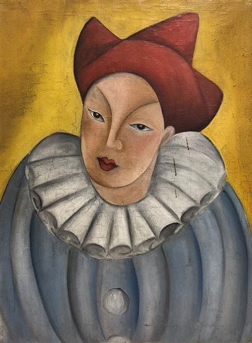 Lot 139 - Irene Lagut (French, 1893 - 1994),  Pierrot, oil on canvas