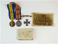 Lot 220 - WWI medals in box with iron cross and photo