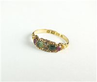 Lot 94 - Diamond, emerald and ruby ring