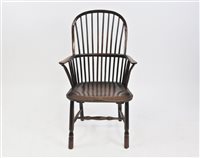 Lot 575 - An elm and yew wood stick back Windsor Chair