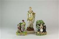 Lot 208 - Three Staffordshire figures, 19th century