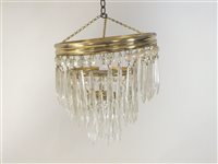 Lot 346 - Eight various tiered waterfall cutglass chandeliers