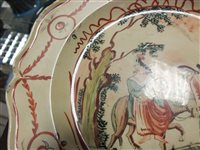Lot 215 - Four Dutch decorated creamware plates, 18th century